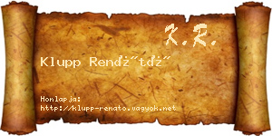 Klupp Renátó névjegykártya